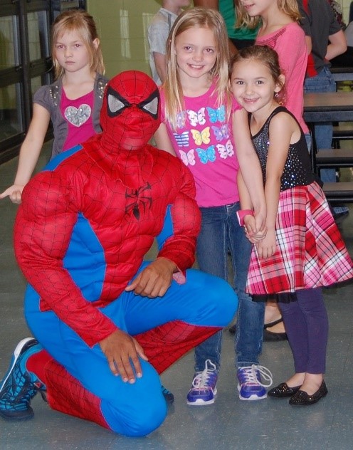 Lake Myrtle Elementary students eat breakfast with Spiderman!            